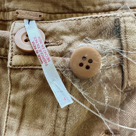 Free People Micro Denim Chino Short‎ Brown Tan Size 4 New 1 Inch Inseam Western - Picture 5 of 7